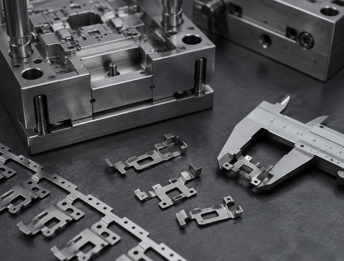 Injection mould tooling detail with cooling channels and cavity inserts
