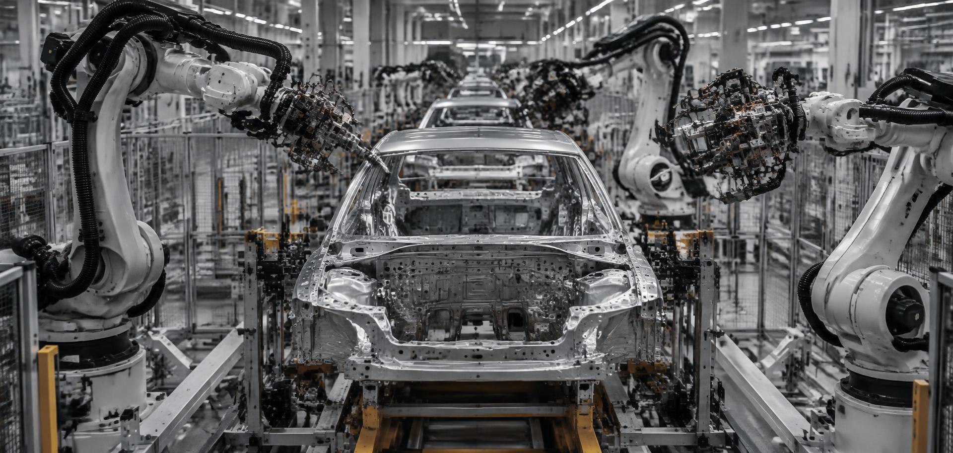 Automated robotic body-in-white assembly line in a manufacturing plant